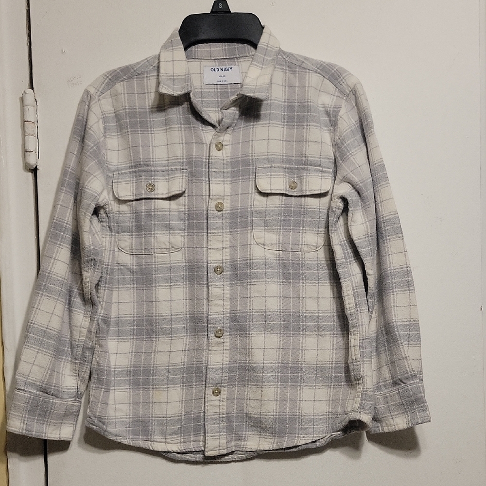 Old Navy Gray Casual Button Down Shirt Size L (10/12)